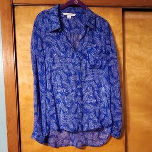 Diane Von Furstenberg Royal Blue Botanical Blouse